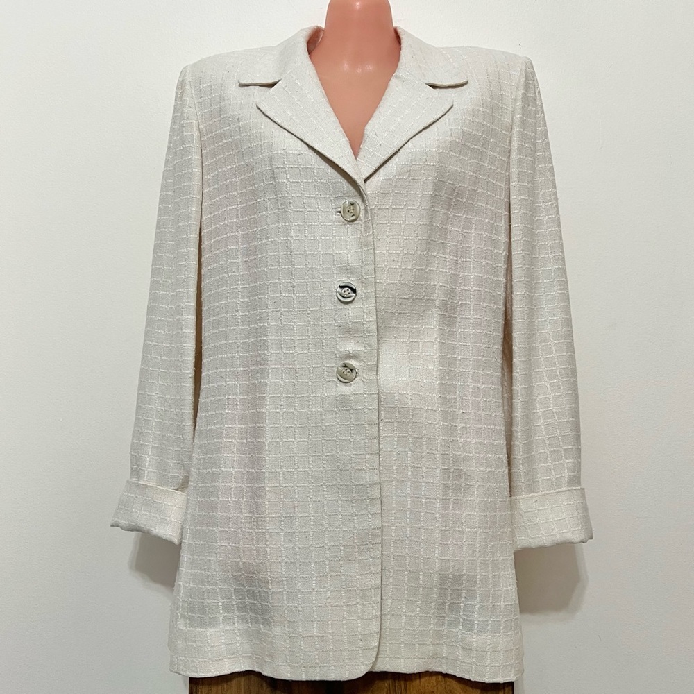 Vintage Carlisle Textured Silk Blazer Jacket Sophisticated Luxury Career